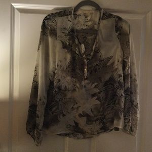 Beautiful print shirt tan brown and black